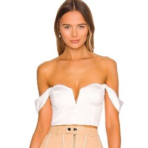 Superdown White Bustier Crop Top XS